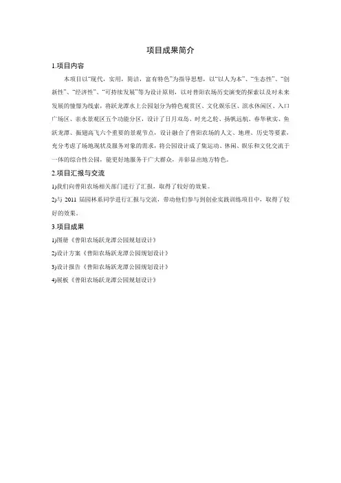 项目成果简介