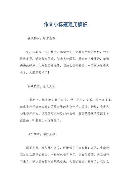 作文小标题通用模板