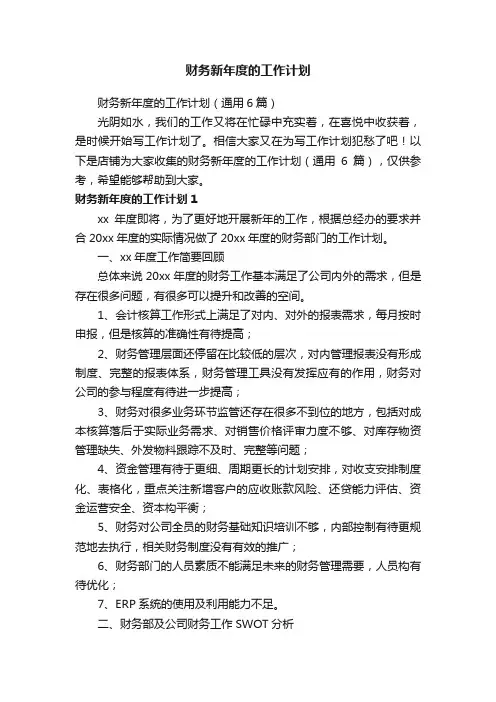 财务新年度的工作计划