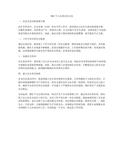 煤矿个人自查自纠小结