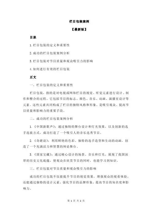 栏目包装案例
