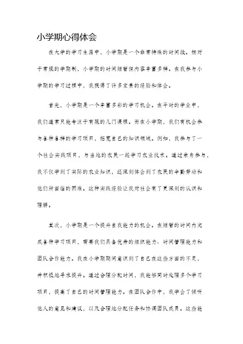 小学期心得体会