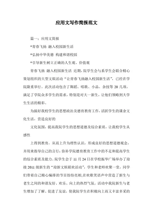 应用文写作简报范文