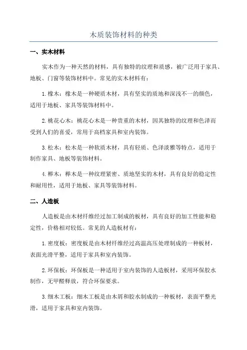 木质装饰材料的种类