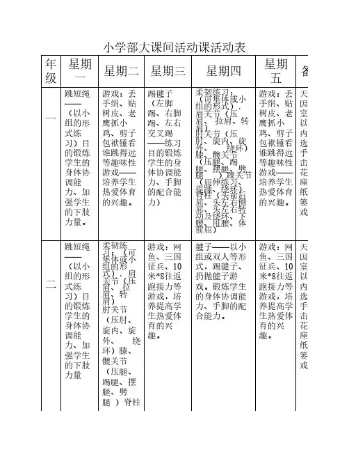 小学部课间操活动表