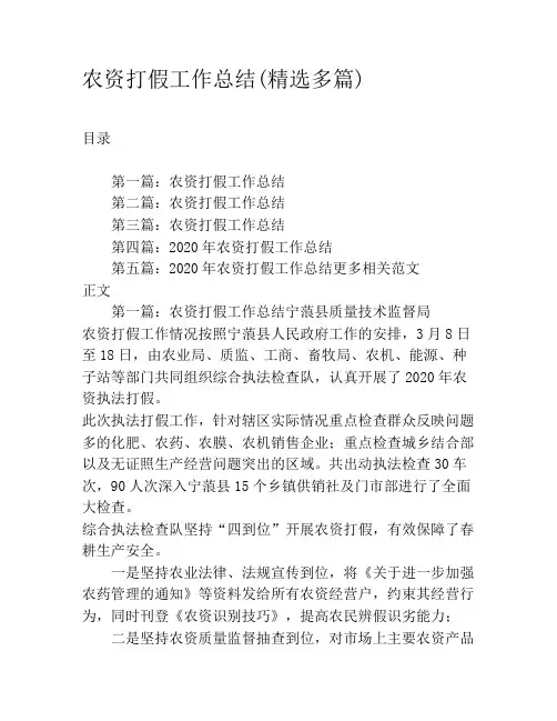 农资打假工作总结(精选多篇)