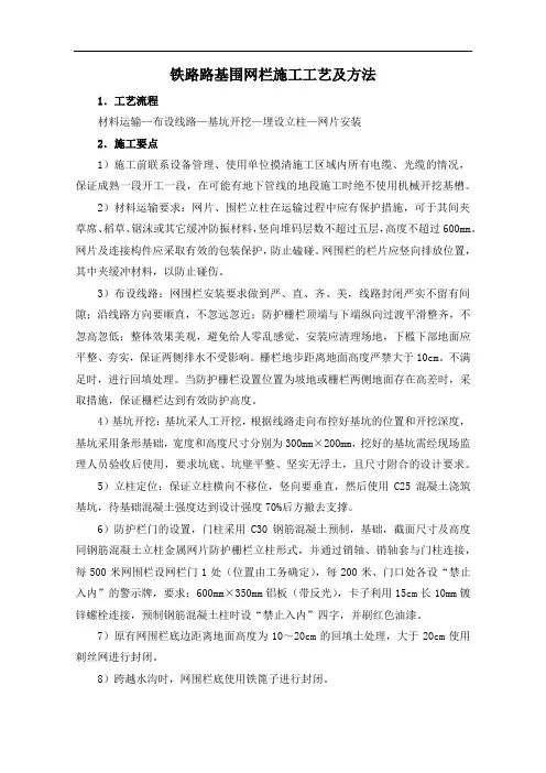 铁路路基围网栏施工工艺及方法