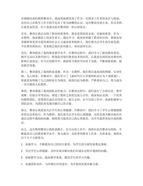 教师整训的心得体会