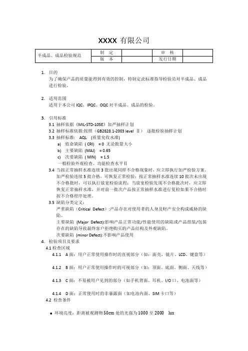 半成品、成品检验规范