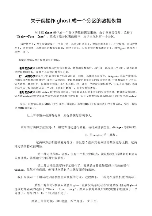 关于误操作ghost成一个分区的数据恢复