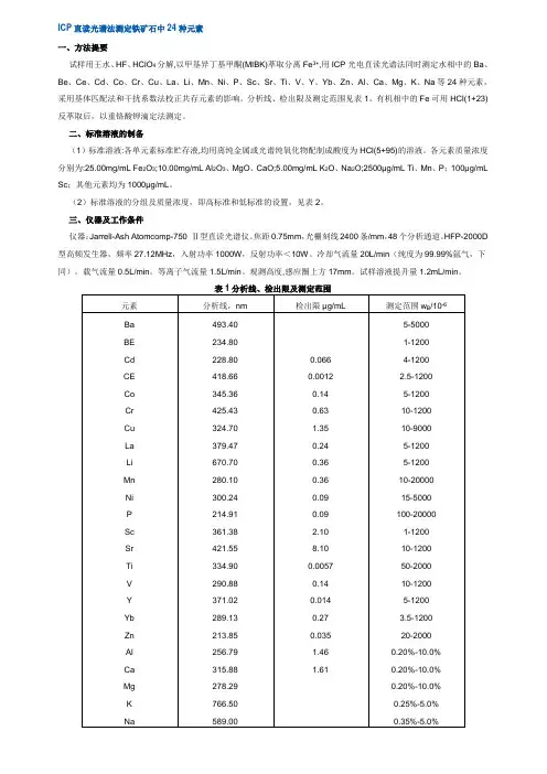 ICP直读光谱法测定铁矿石中24种元素