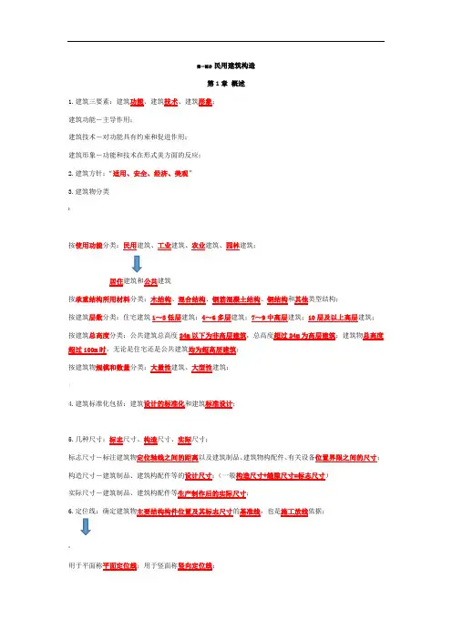 房屋建筑构造知识点整理笔记