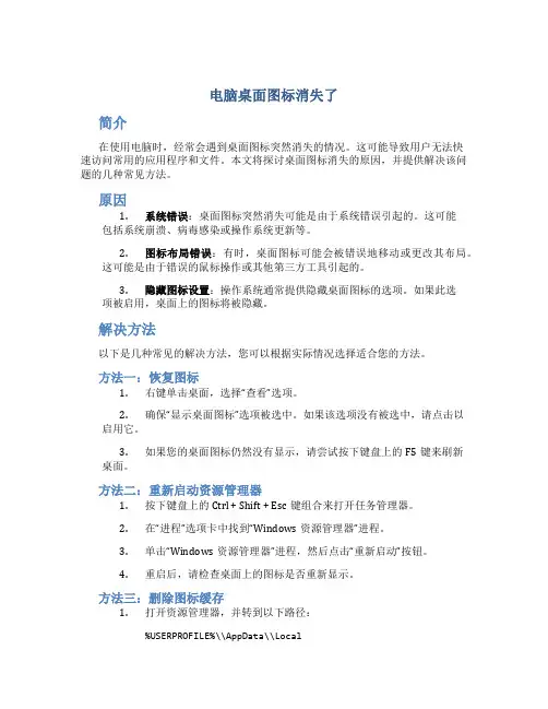 电脑桌面图标消失了