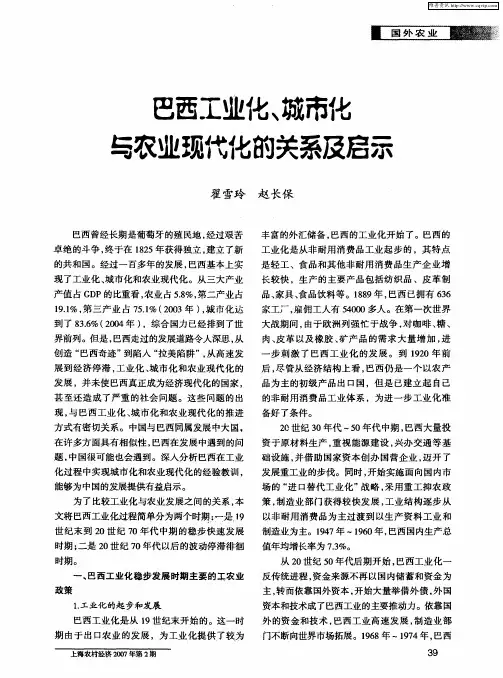 巴西工业化、城市化与农业现代化的关系及启示