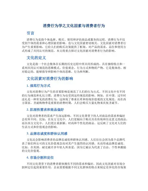 消费行为学之文化因素与消费者行为