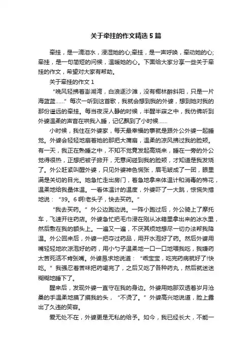 关于牵挂的作文精选5篇