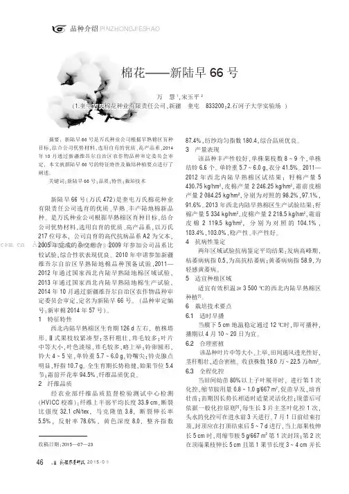 棉花——新陆早66号