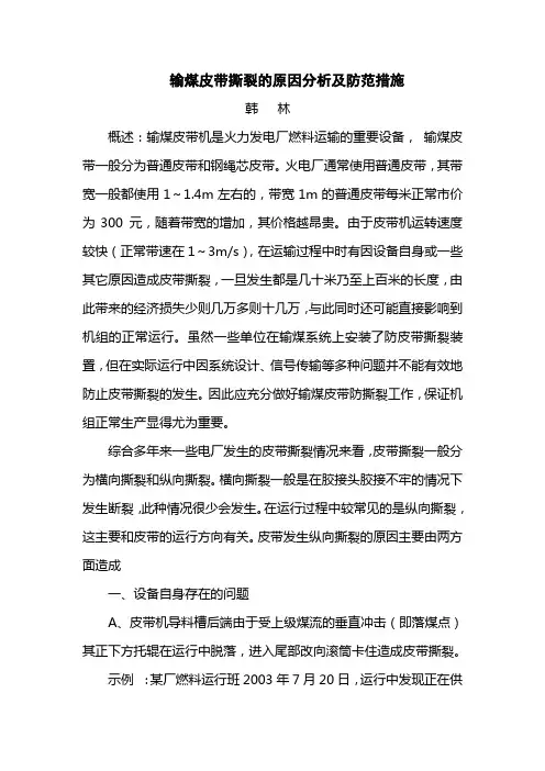 公司输煤皮带撕裂的原因分析及防范措施