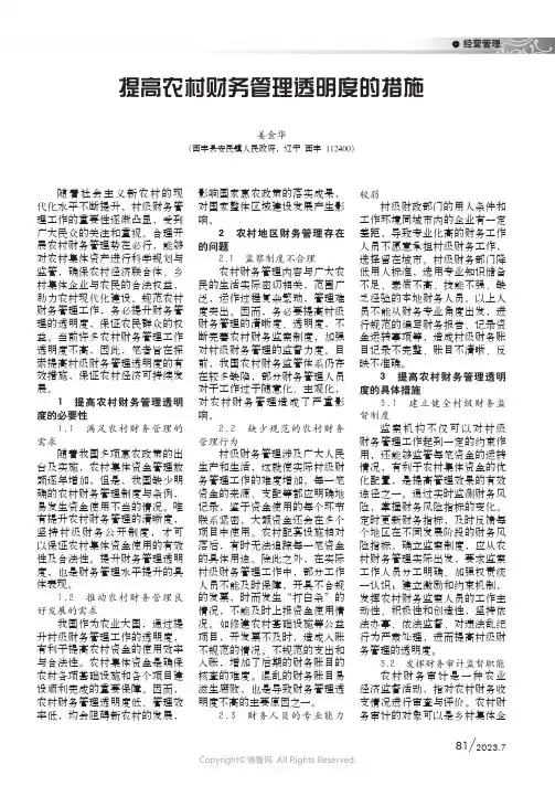 提高农村财务管理透明度的措施