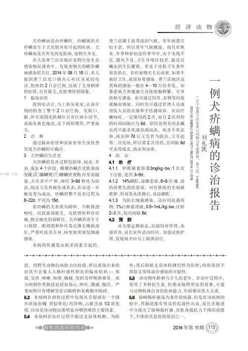 一例犬疥螨病的诊治报告