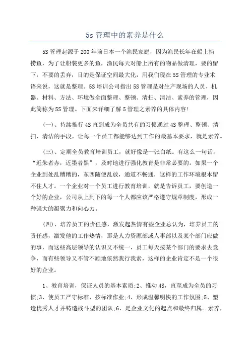 5s管理中的素养是什么