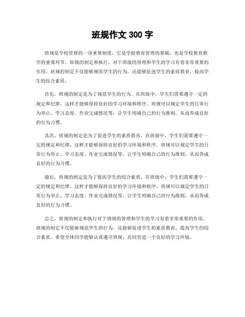 班规作文300字