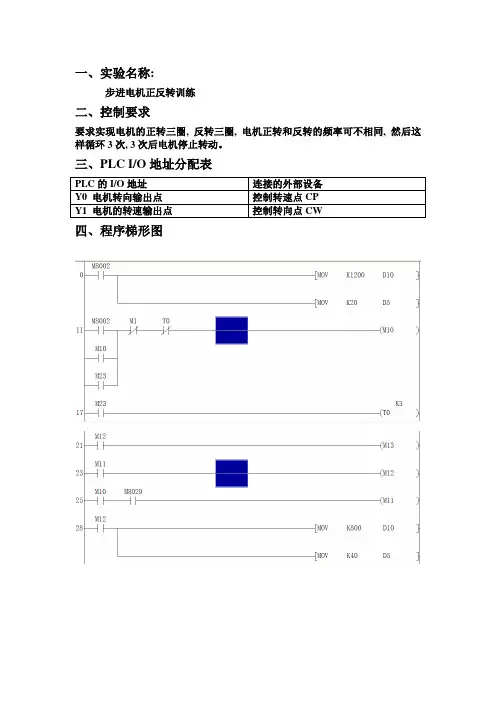 步进电机正反转实验报告