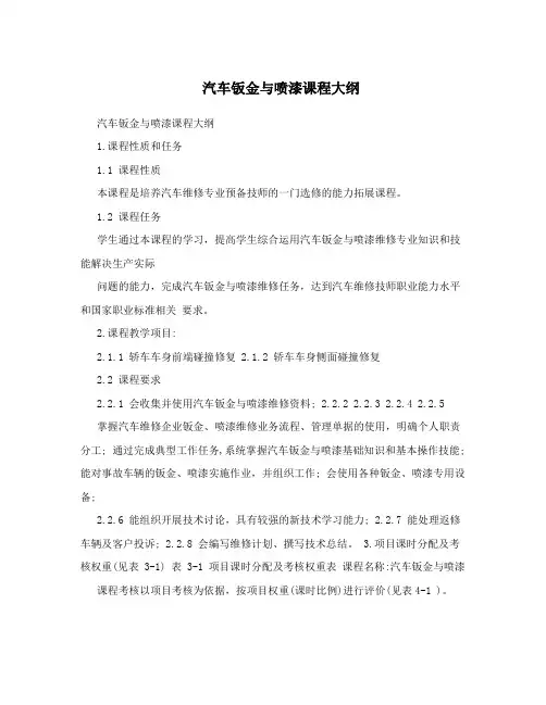 汽车钣金与喷漆课程大纲