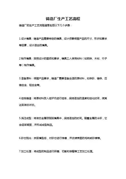铸造厂生产工艺流程