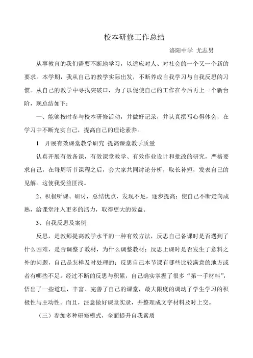教师个人校本研修工作总结 2