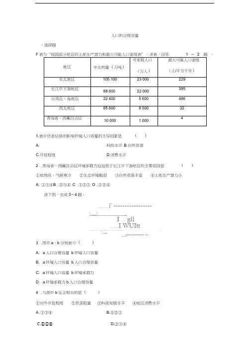 人口的合理容量测试题