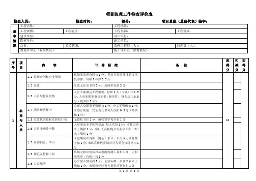 项目监理工作检查评价表(9.8)