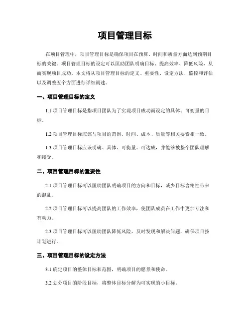项目管理目标