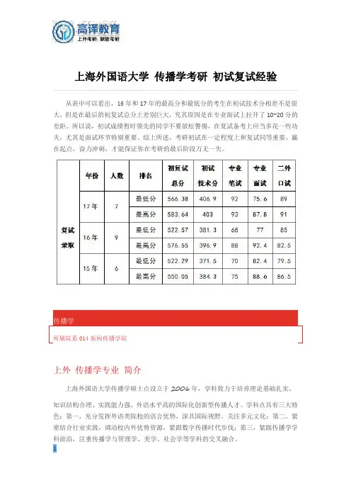 上海外国语大学 新闻学专业 全面解读
