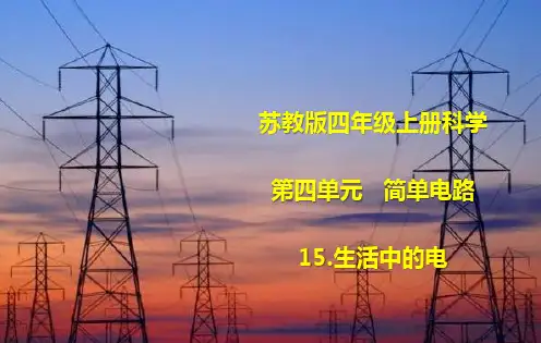 苏教版小学科学新版四年级上册科学15.生活中的电课件