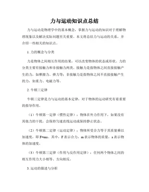 力与运动知识点总结