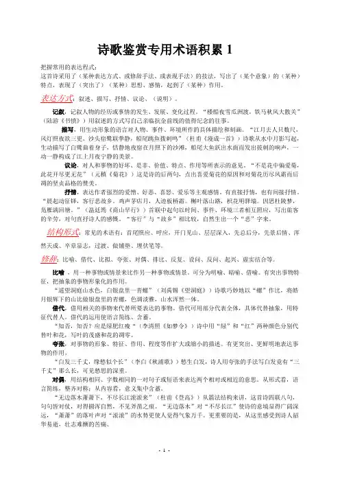 诗歌鉴赏专用术语积累