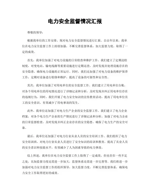 电力安全监督情况汇报