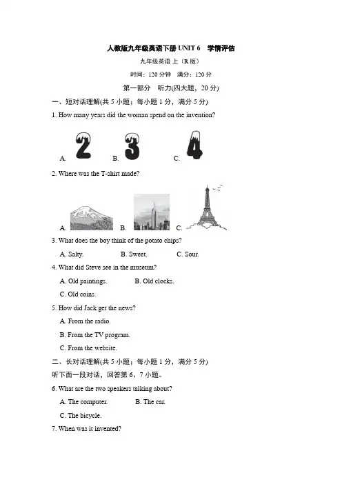 人教版九年级英语下册UNIT 6 学情评估试卷附答案