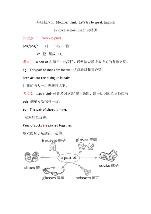 外研版八上 Module1 Unit1 知识点精讲