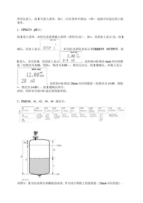 E+H仪表设置指南