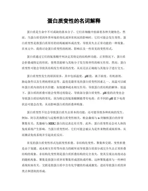 蛋白质变性的名词解释