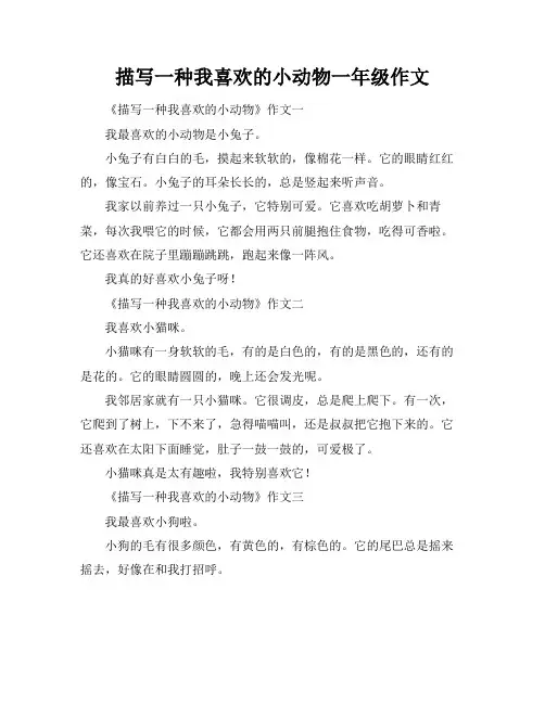 描写一种我喜欢的小动物一年级作文