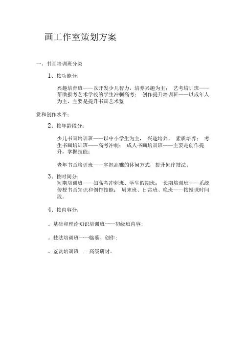 书画工作室策划方案