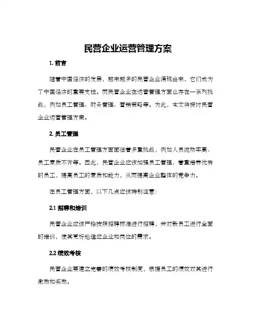 民营企业运营管理方案