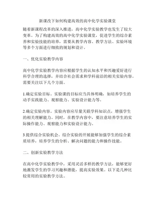 新课改下如何构建高效的高中化学实验课堂