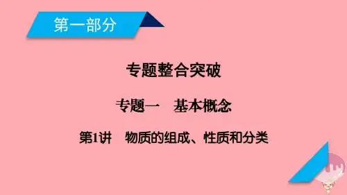 2018年高考化学二轮复习第1部分 第1讲 物质的组成性质和分类课件 新人教版