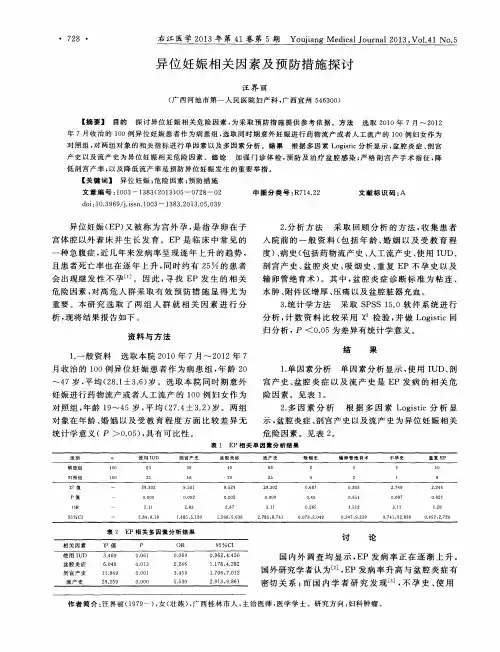 异位妊娠相关因素及预防措施探讨