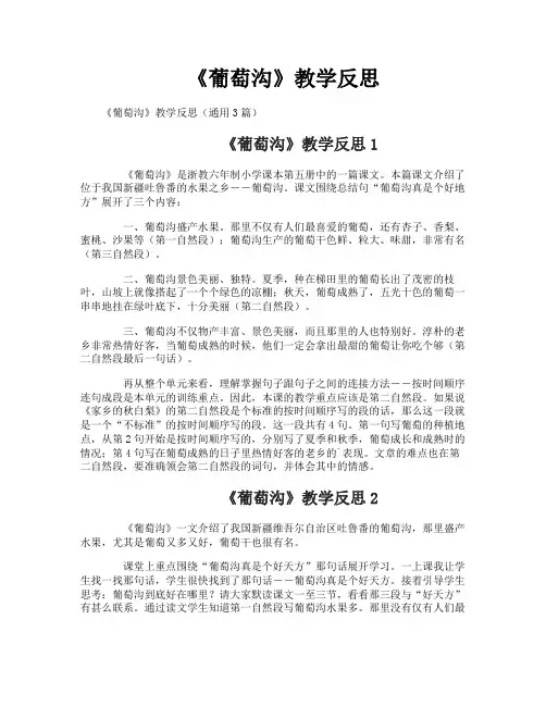《葡萄沟》教学反思