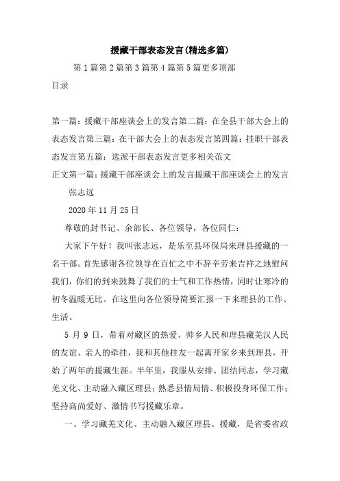 最新援藏干部表态发言(精选多篇) 演讲 讲话 致辞